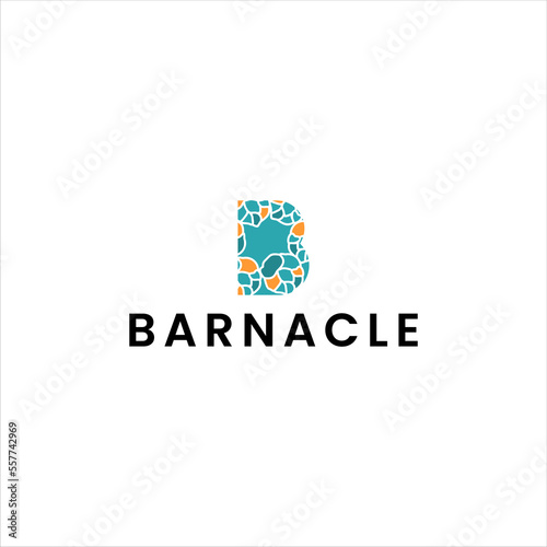 Quadro em tela barnacle logo design,seashell mollusk vector, creative letter b design