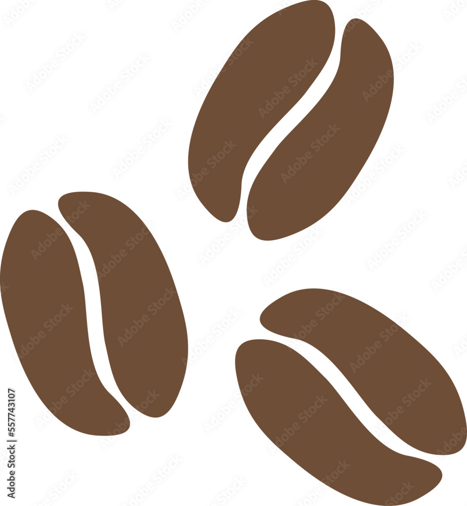 Organic Shaped Brown Coffee Bean Icons. Vector Image.
