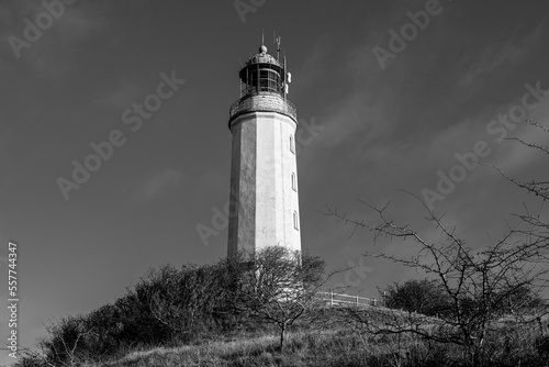 Schwarz Weißdarstellung des Leuchtturms von Hiddensee
