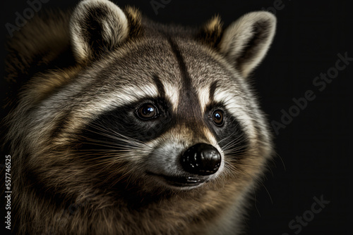 Close up portrait of a raccoon. Close up head shot of a Common Raccoon. Digital art   © Katynn