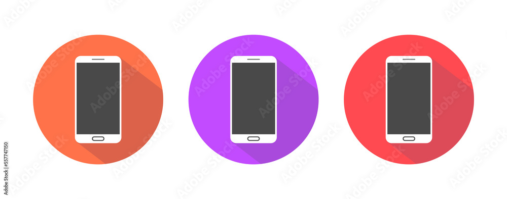 Modern Smartphone Colorful Shadow Icon Set Modern Smartphone Colorful Shadow Icon Set