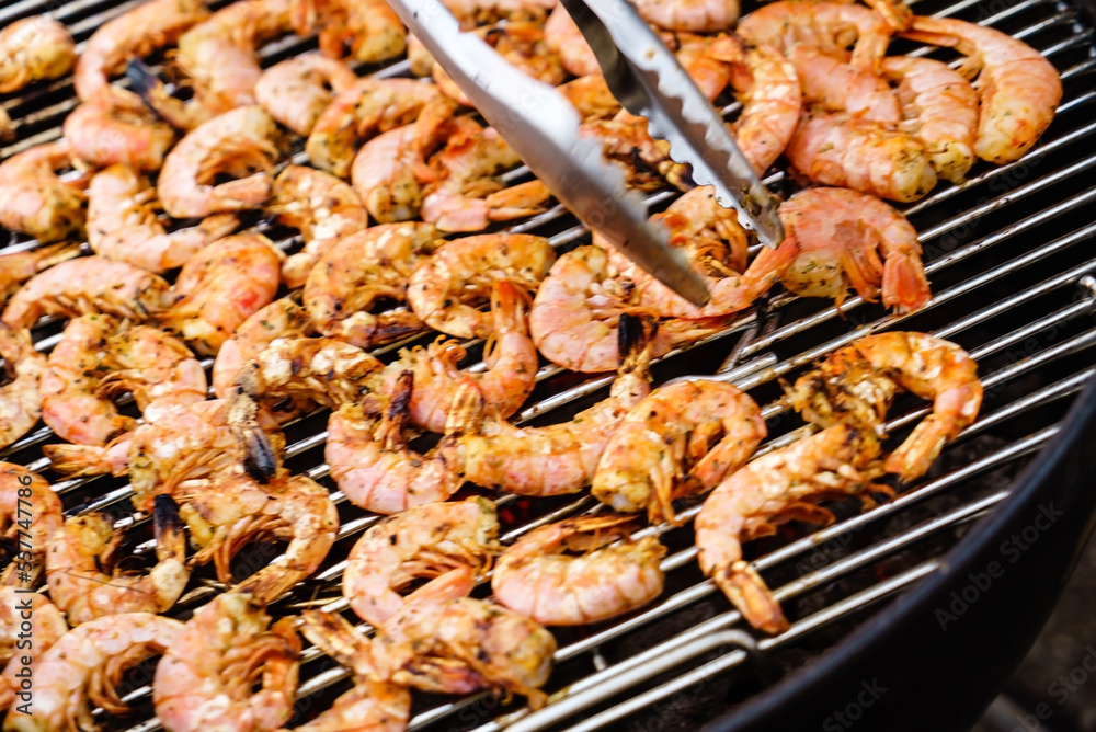 grilled shrimps on the grill grilled shrimps on the grill