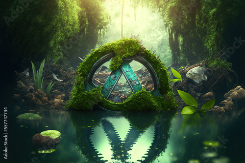 Abstract icon representing the ecological call to the middle of a beautiful untouched jungle photo