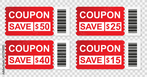Set of Template Coupon.Voucher promo.Gift Coupon.