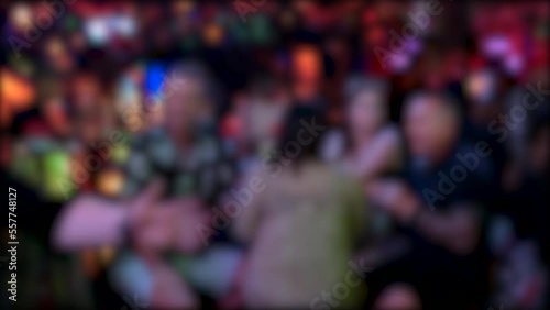 Wallpaper Mural Blurred tourists drinking at nightclubs with beautiful lighting at Pattaya, famous landmark of Thailand. Nightlife concept Torontodigital.ca