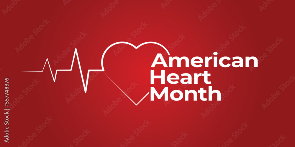 American Heart Awareness Month. February Cardiovascular health season background banner. Vector Illustration.
