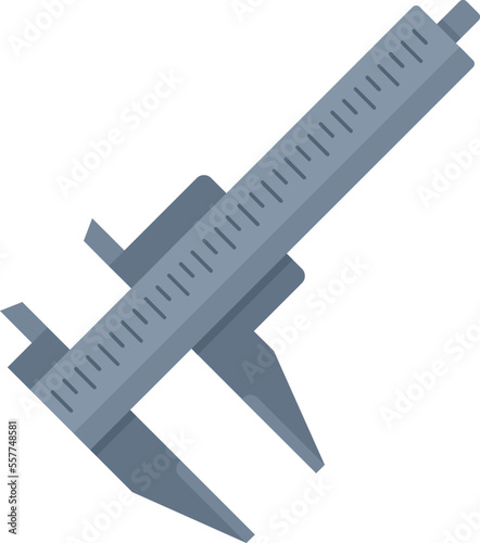 Caliper tool icon flat vector. Dial calliper. Micrometer scale isolated