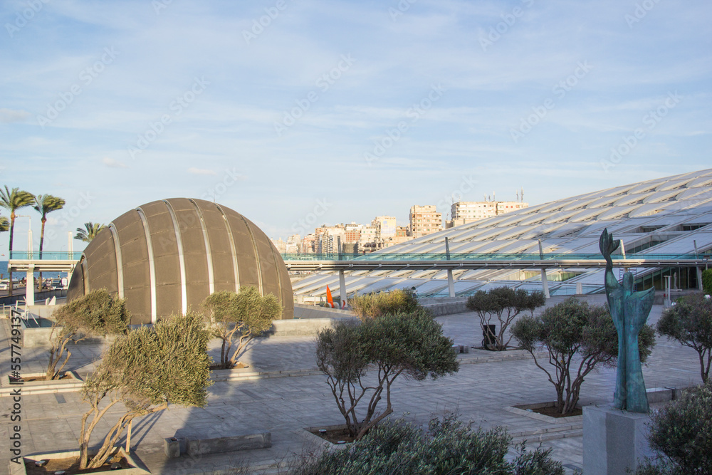 Beautiful view of the Library of Alexandria in Alexandria, Egypt