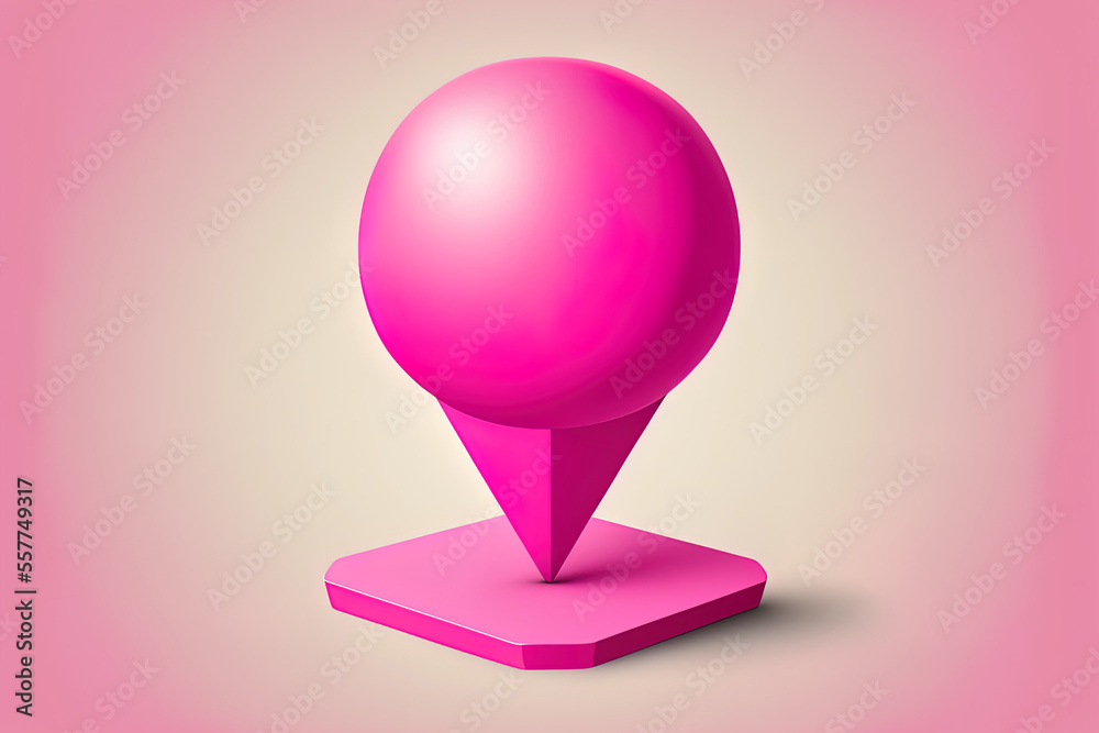 Pink location icon with pastel direction pin point symbol or gps