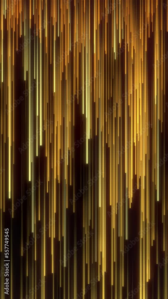 Abstract motion background Flying Gold shine particles with glitter. Elegant gold particle stripes continue to rise, awards ceremony party performance celebration background. - 4K seamless loop 