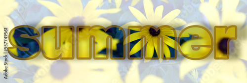 On a transparent floral background, the three-dimensional word 
