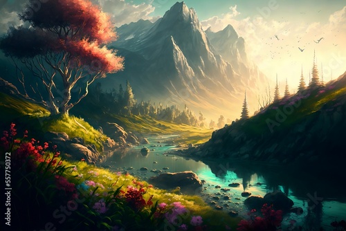 Fantasy forest landscape illustration © paranoic_fb