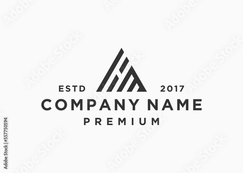 letter hm triangle logo design vector illustration template