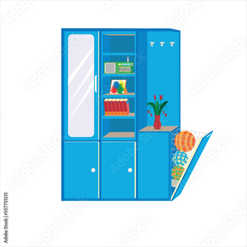 wooden cabinets designed for clothes or bookshelves