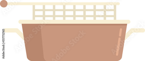 Fat deep fryer icon flat vector. Fry basket. Oil machine isolated