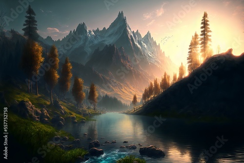 Fantasy forest landscape illustration © paranoic_fb