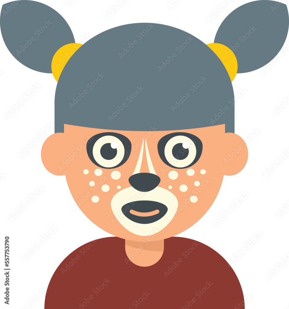 Happy facial painting icon flat vector. Face child. Kid paint isolated Happy facial painting icon flat vector. Face child. Kid paint isolated