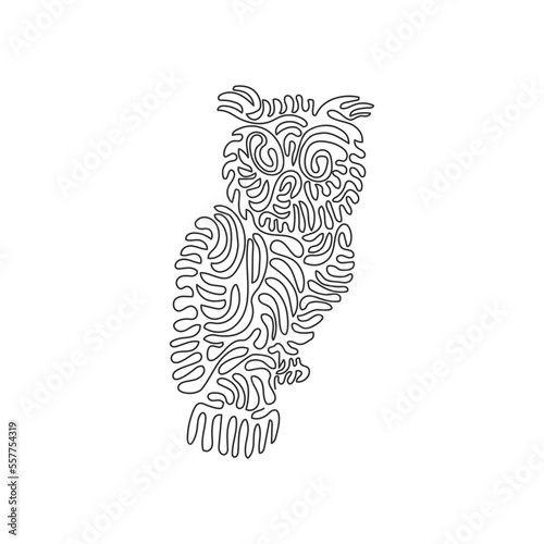 Single one line drawing of cute owl sedentary abstract art. Continuous line draw graphic design vector illustration of owls have forward-facing eyes for icon, symbol, company logo, poster wall decor