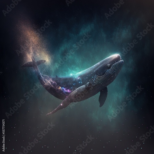 Whale with dark background Generative AI © Tatijana