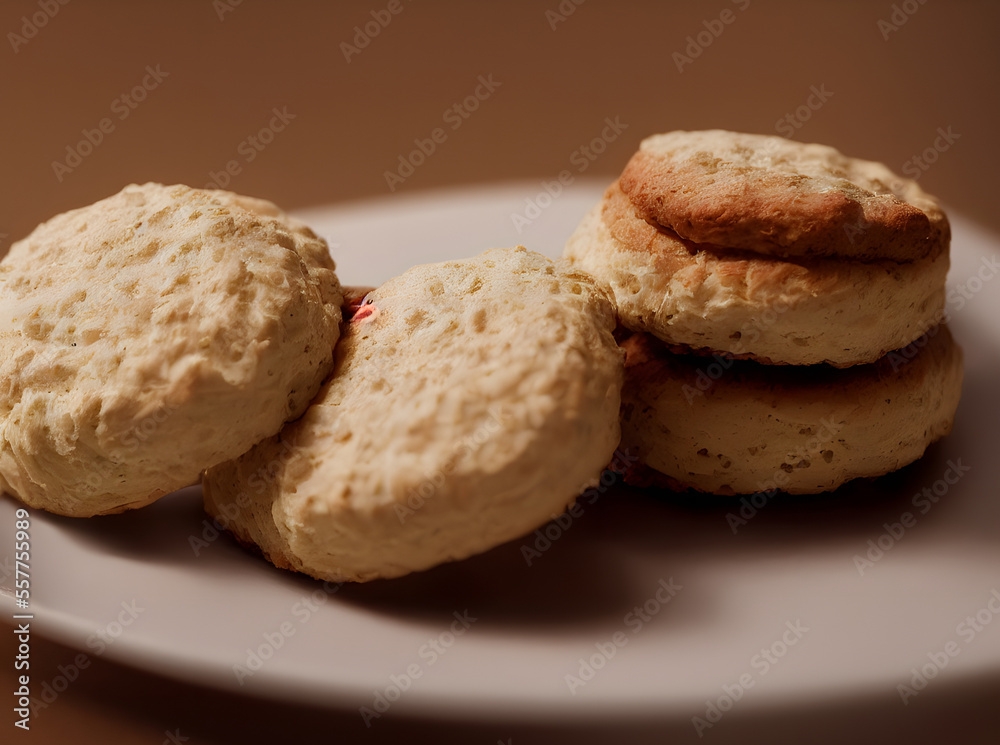 Realistic illustration of biscuits, generative ai