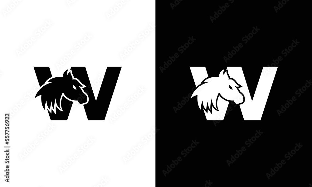 Initial letter W with horse vector logo design. Horse Letter W Illustration Template Icon emblem Isolated. Initial letter W with horse vector logo design. Horse Letter W Illustration Template Icon emblem Isolated.