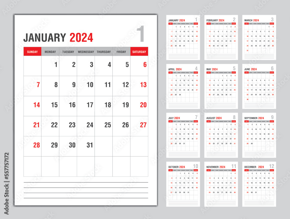 Monthly calendar template for 2025 year, Week Starts on sunday, Planner