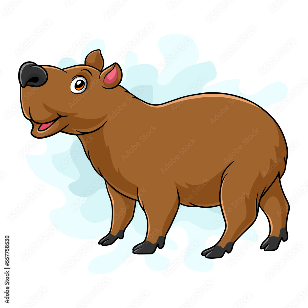 Fototapeta premium Cartoon capybara on white background