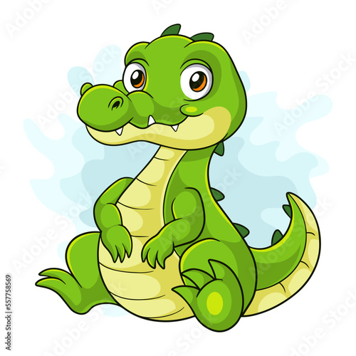 Cartoon crocodile on white background