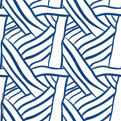 Hand drawn seamless pattern with curved lines
