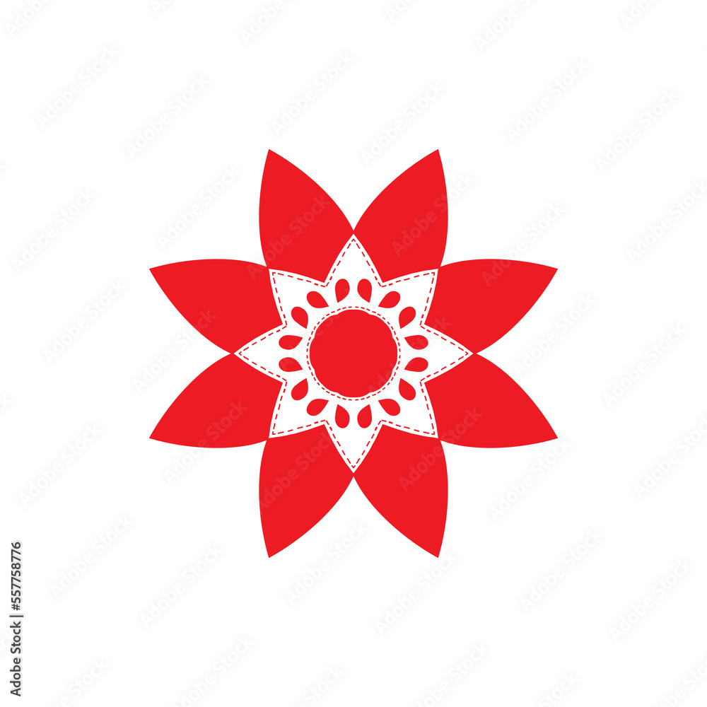 abstract red flower vector template with white background