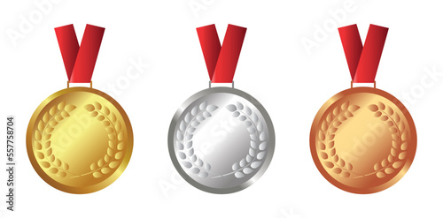 Gold, silver and bronze medals .