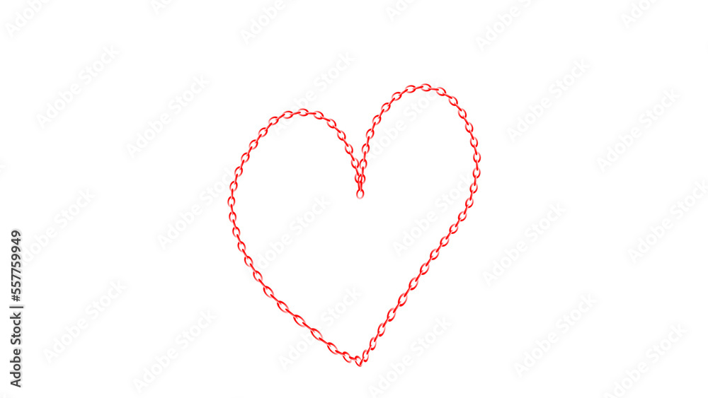 png image of a red heart formed by a chain