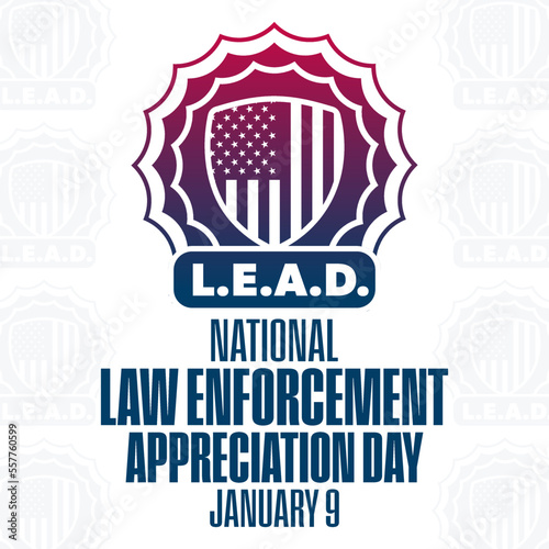 National Law Enforcement Appreciation Day. January 9. Vector illustration. Holiday poster.