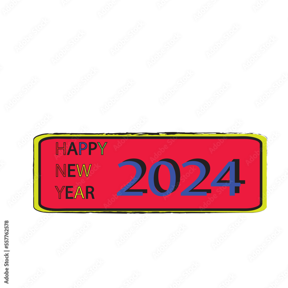 2024 Happy New Year logo text design. 2024 number design template