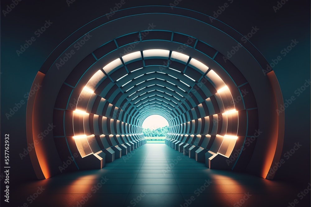 ภาพประกอบสต็อก Stadium tunnel leading to soccer field. Players