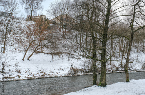 Wallpaper Mural View of Vilnia river in winter, Bernardinu Garden, Vilnius, Lithuania Torontodigital.ca