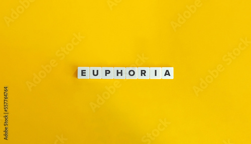 Euphoria Word on Block Letter Tiles on Yellow Background. Minimal Aesthetics.