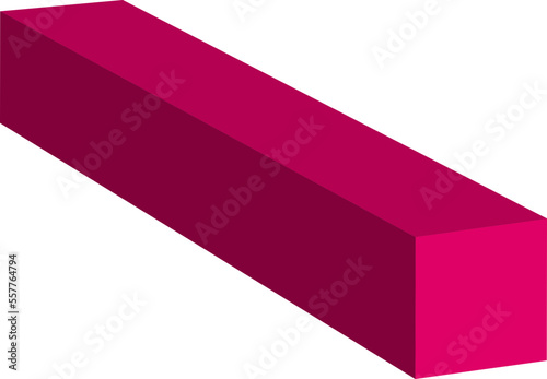 Geometric 3d parallelepiped burgundy shape element symbol icon sign isolated vector