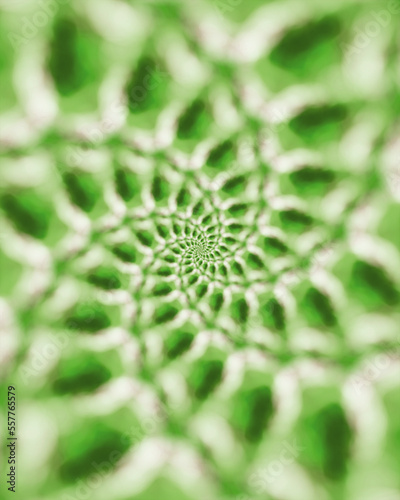 texture with abstract branches and leaves forming a spiral of light green color