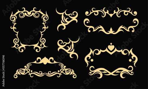 Gold Vintage Floral Border Divider,Victorian Gothic Style Frame Flourish Ornament
