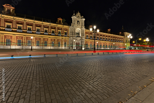 Palace of San Telmo photographed at night with long time exposure
