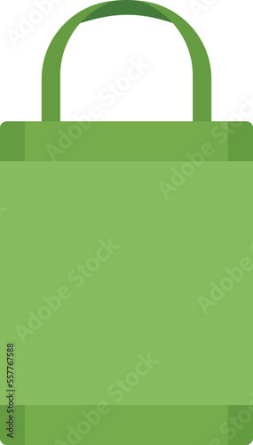 Ecology bag icon flat vector. Eco fabric bag. Cotton handle isolated