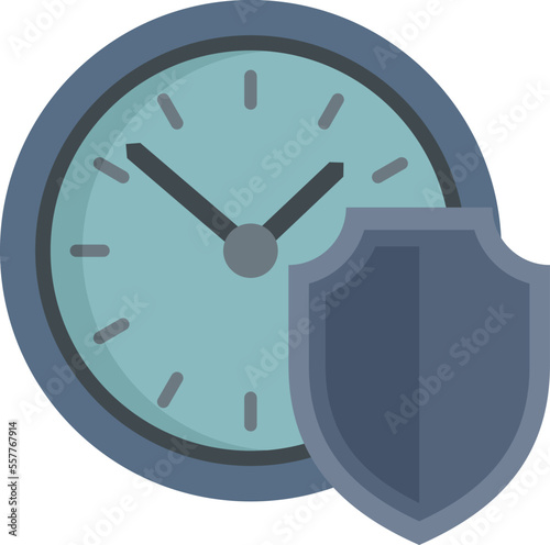 Protect time icon flat vector. Safe clock. Lock hour isolated