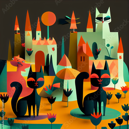 Illustration of cute cats