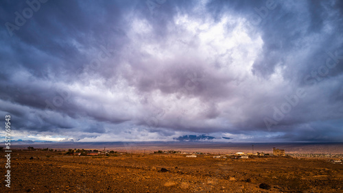 Dramatic stormy cloudscape over the desert field in Bullhead, in Bullhead City, Arizona, USA