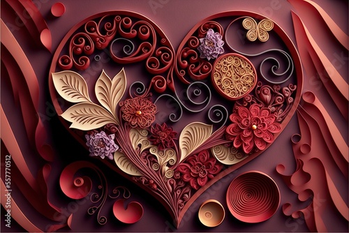 valentines day paper quilling heart background