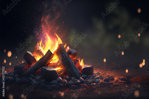Campfire on a bokeh background 