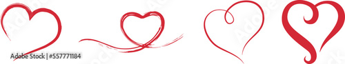 Horizontal set for Ink Brush hearts. Heart Symbol. heart icon. shaped logo. romance, valentines, valentine, romantic, concept, card, marriage, two, valentine day