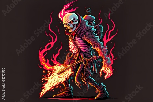 Flaming Fire Skeleton