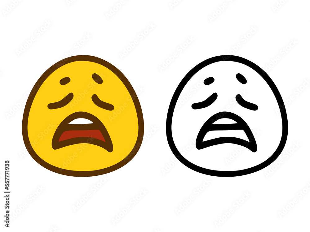 Smiley with an unhappy face in two style isolated on white background Smiley with an unhappy face in two style isolated on white background